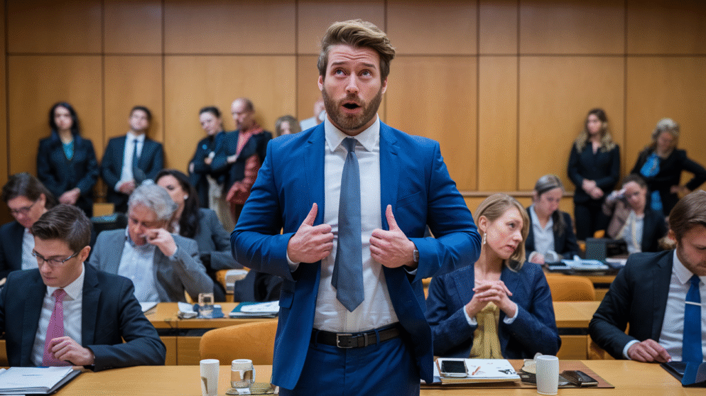 Personne prenant conscience de sa nudité dans un lieu public, illustrant le rêve d'être nu