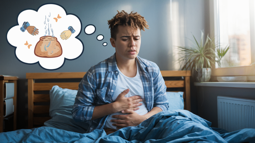Personne se réveillant après un rêve de vomissement