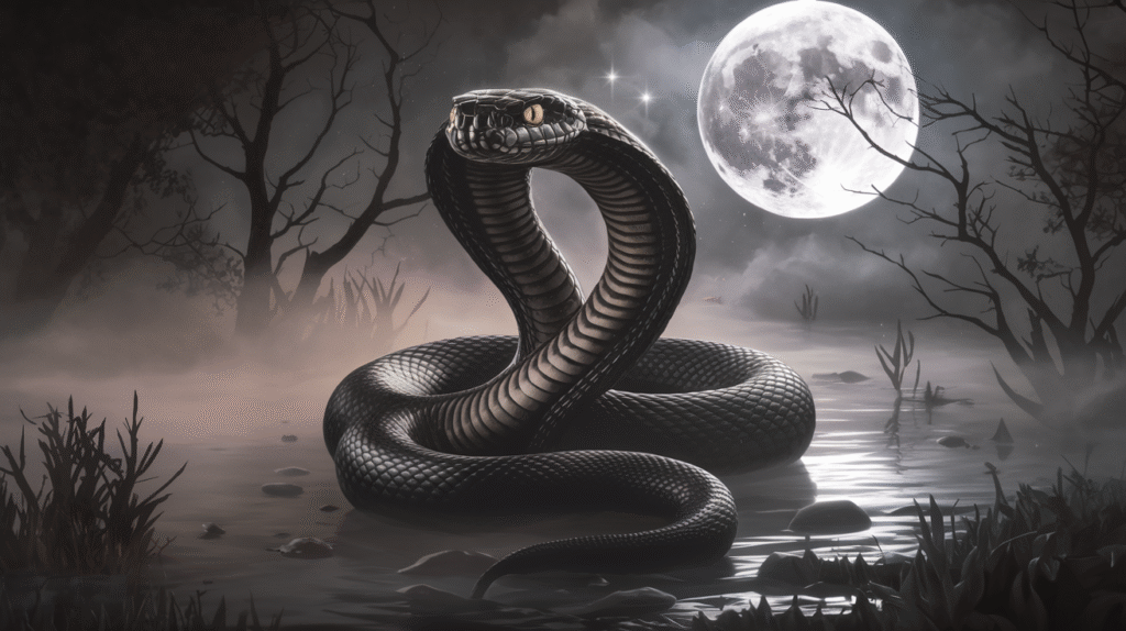 Serpent noir dans un rêve symbolisant une transformation intérieure