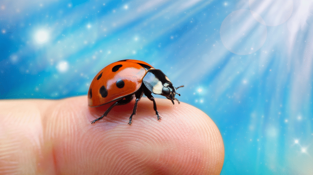 Coccinelle rouge symbolisant un rêve positif et porteur de chance