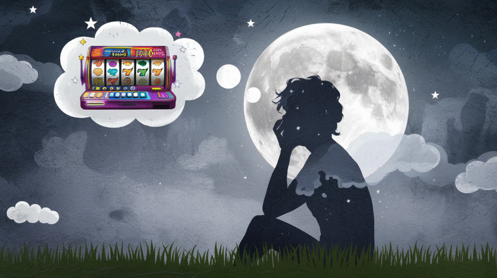 Personne rêvant d'une machine à sous, symbolisant l'incertitude et l'espoir