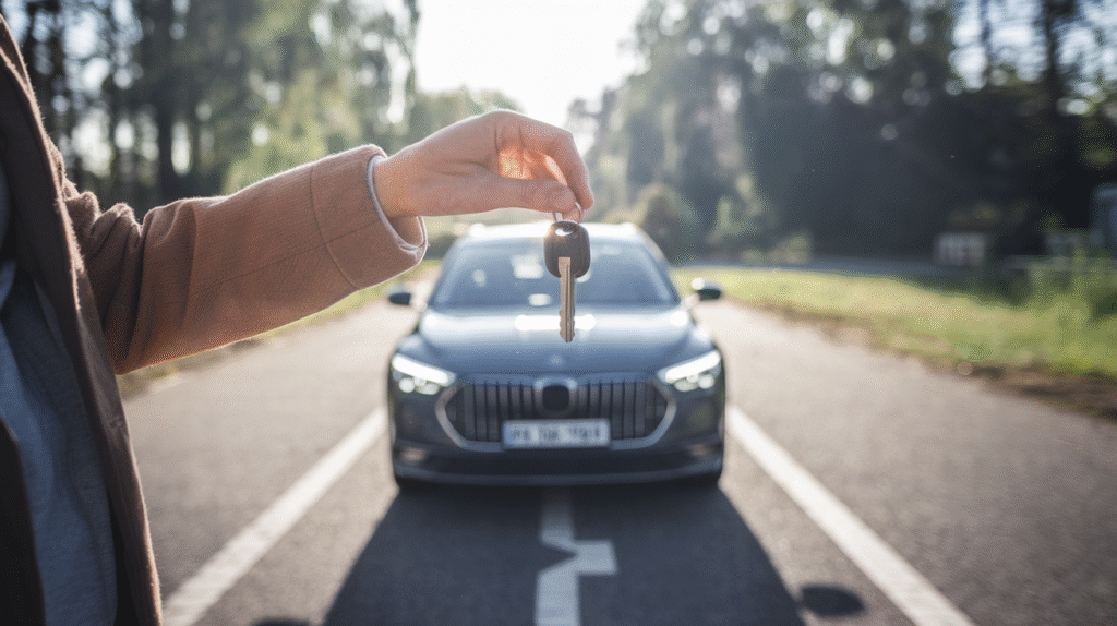 Personne rêvant de vendre sa voiture à la croisée des chemins
