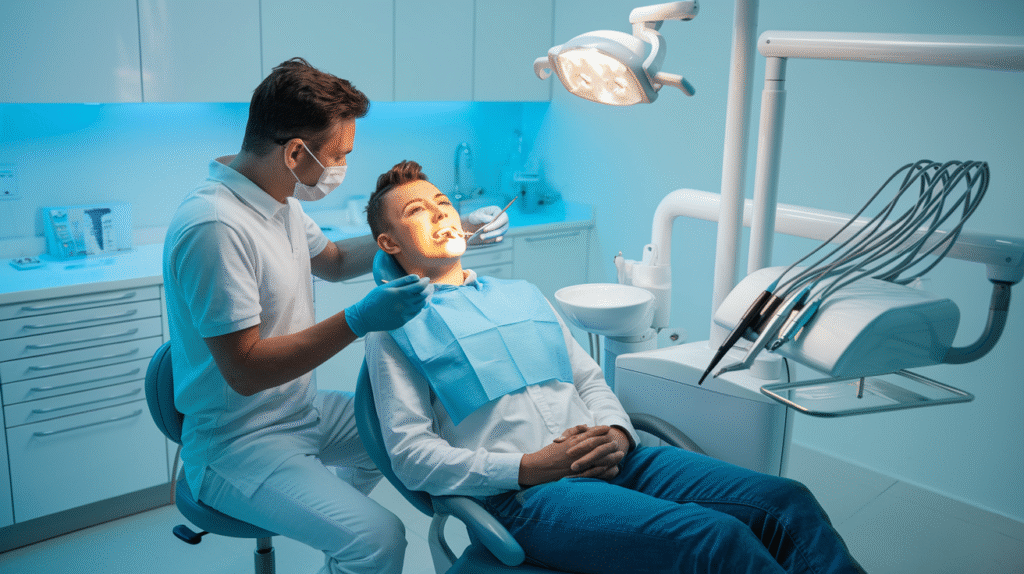 Personne rêvant d'une consultation chez le dentiste, symbolisant vulnérabilité et transformation