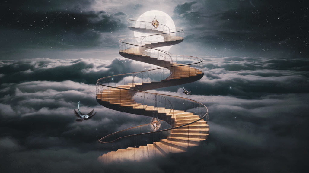 Escalier en colimaçon symbolique dans un rêve représentant l'élévation spirituelle