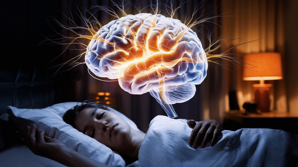 Cerveau actif pendant un rêve réaliste, montrant les zones neuronales impliquées