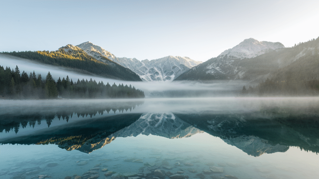Lac paisible reflétant les profondeurs de l'inconscient dans un rêve