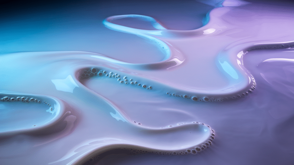 Rêve symbolique montrant du lait qui s'écoule dans un paysage onirique