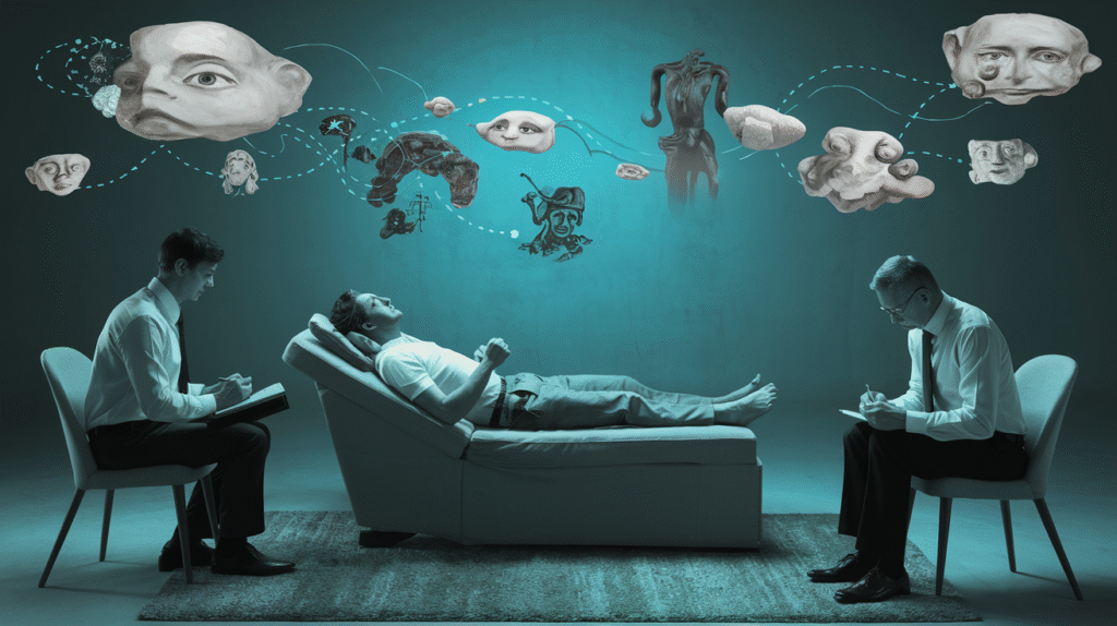 Séance d'interprétation des rêves selon la science freudienne avec symboles oniriques