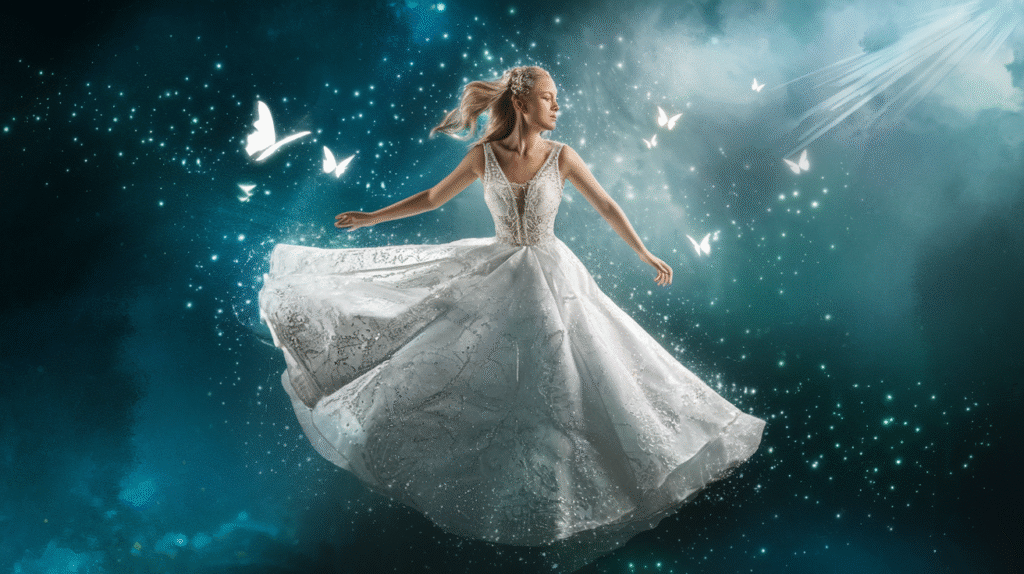 Robe blanche symbolique dans un rêve, représentant pureté et transformation