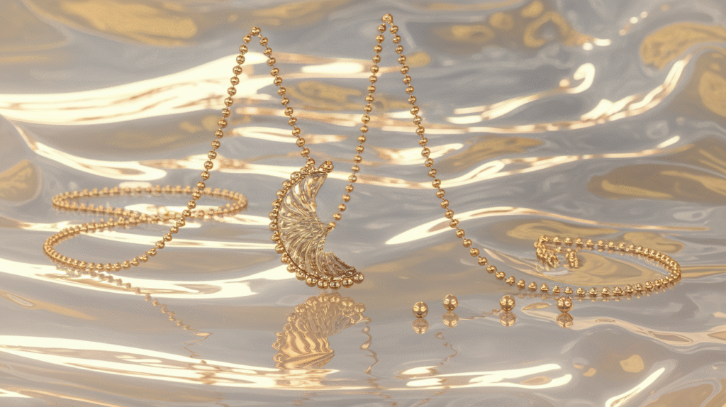 Collier en or partiellement brisé symbolisant les relations dans les rêves