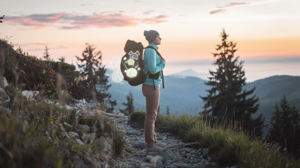 Personne portant un sac à dos symbolisant des fardeaux émotionnels dans un rêve
