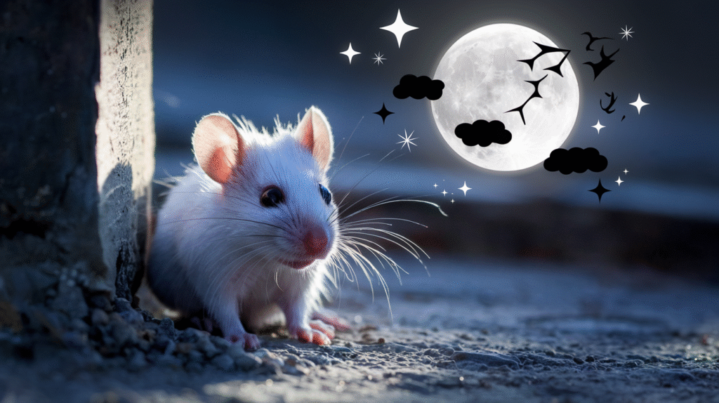 Une petite souris blanche dans un rêve, symbolisant des émotions cachées
