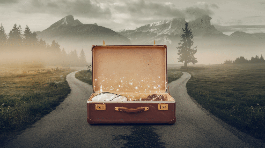 Rêve symbolique d'une valise entrouverte à un carrefour