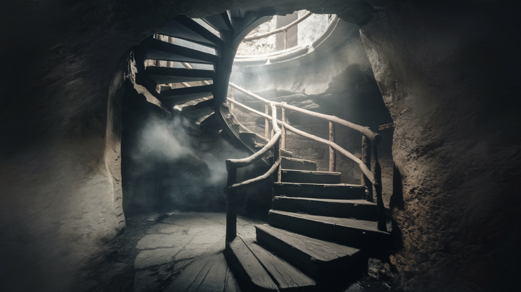 Escalier en colimaçon symbolisant le voyage intérieur dans les rêves