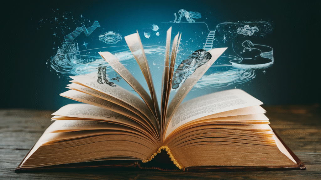 Dictionnaire ouvert présentant des symboles psychanalytiques de rêves