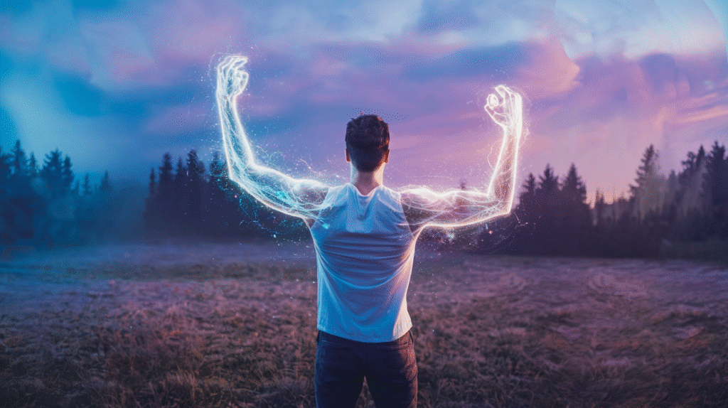 Personne rêvant de ses bras qui symbolisent force et transformation