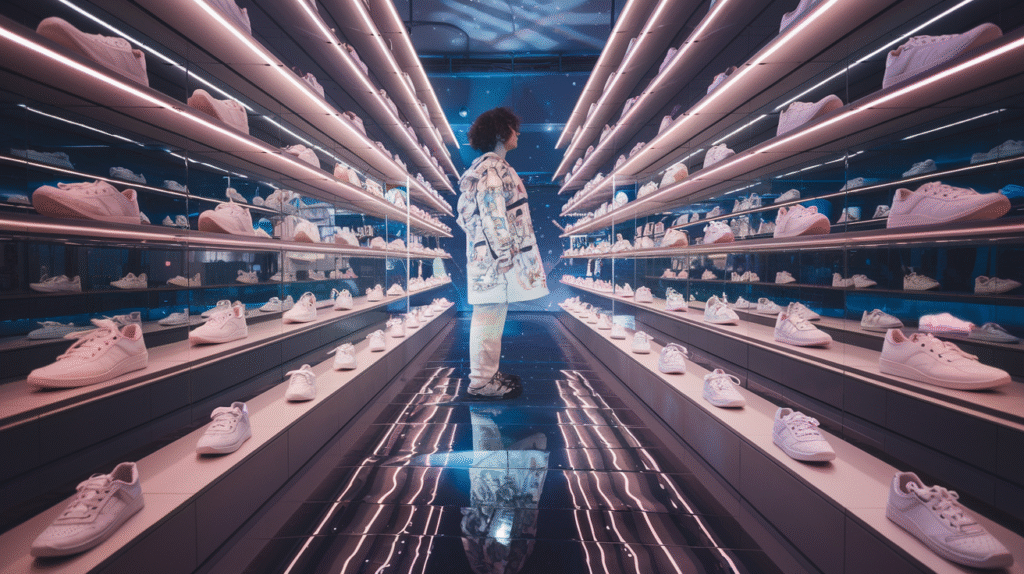 Personne rêvant d'acheter des chaussures dans un magasin onirique