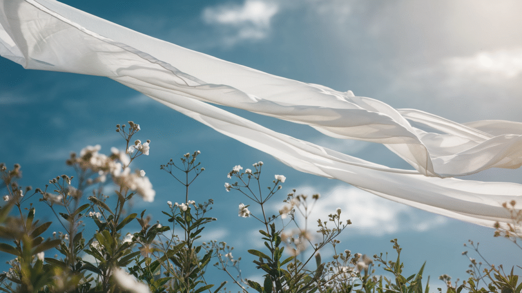 Draps blancs flottant symbolisant les rêves et leur interprétation