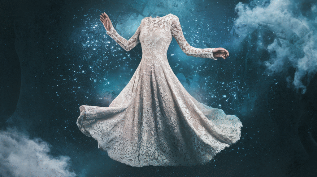 Robe en dentelle blanche symbolisant un rêve prémonitoire